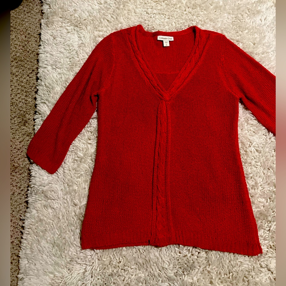 Cold water creek sweater fushia size large /14 3/4 sleeve